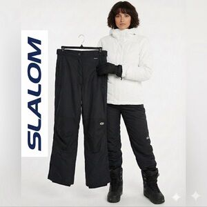 SLALOM Women’s Black Insulated Ski/Snowboard FULL Side Zip & Pockets Pants SZ 10